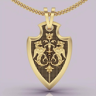 shield pendant lion silver gold jewelry printable 3d model trend fashion design zbrush 3d print model - Mito3D