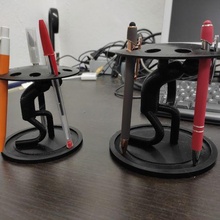 shield stickman pen holder 3d print model - Mito3D