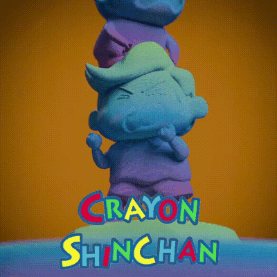 shin chan copains ventilateur art dessin animé statue jouet 3d gamins décoration décor jouetpourenfants 3d print model - Mito3D