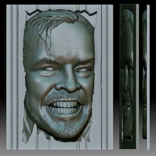 splendente Jack Nicholson ritratto bas relief cnc router 3d stampante arte orrore stl sollievo 3d print model - Mito3D