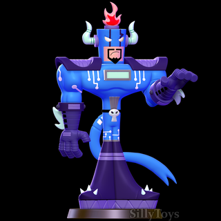 shirley Art timmy turner jimmy neutron cartoon villain robot cyborg male fire power blue beard gloves 3d print model - Mito3D