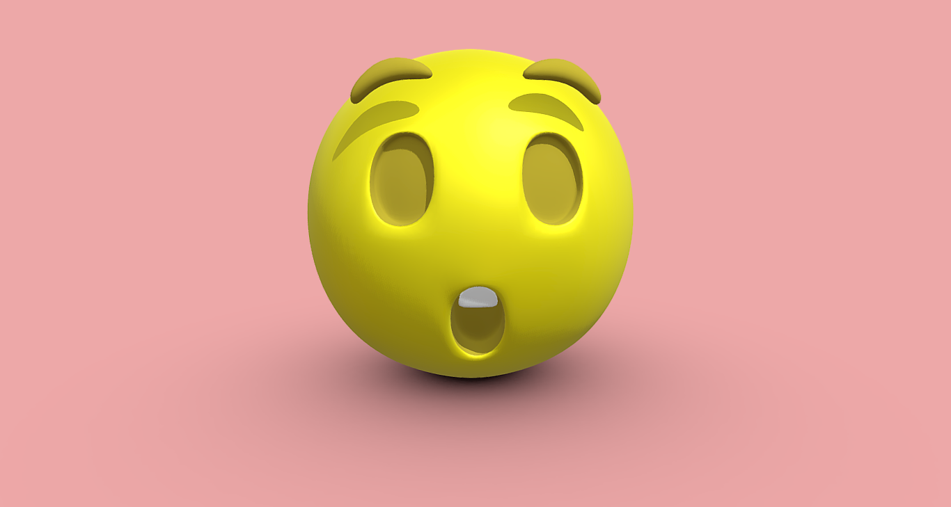 chocado cara emoji arte emoticon expressão surpreso espanto descrença personagem 3d model imprimível digital art low poly ilustração projeto liquidificador obj fbx stl 3D print model - Mito3D