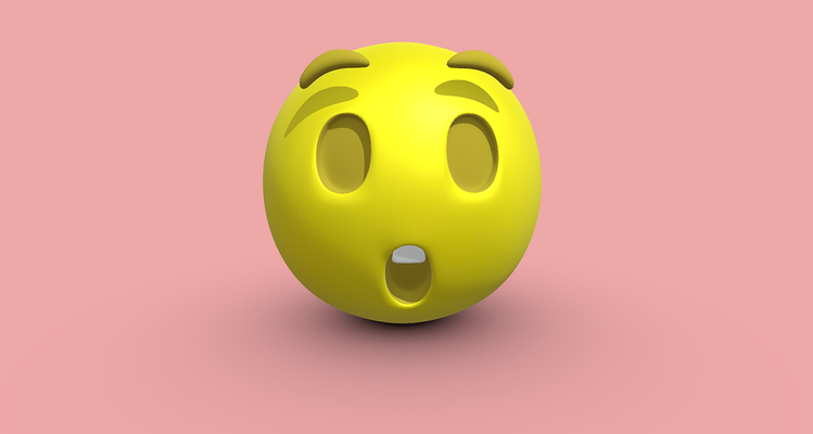 choc visage emoji art émoticône expression surpris étonnement incrédulité personnage 3d model imprimable digital low poly illustration conception mixeur obj fbx stl 3d print model - Mito3D