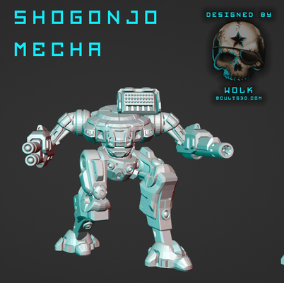 shogonjo américain mecha jeu battletech mech shugenja 3d print model - Mito3D