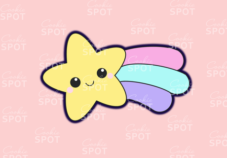 shooting star cookie cutter rainbow baby 3d print model - Mito3D