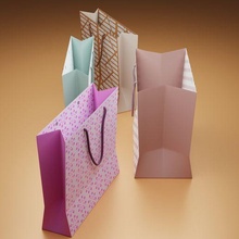 shopping bag bags branding corporate design green handles identity mock modern paper photorealistic shop 3d print model - Mito3D