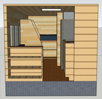 short bus rv conversion camper van skoolie school mobile home layout plan model visual rendering 3d print model - Mito3D