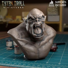 shouty orc - pre-supported game dnd minature minis mini dungeons dragons 32mm tytantroll miniatures patreon fantasty shouting 3d print model - Mito3D
