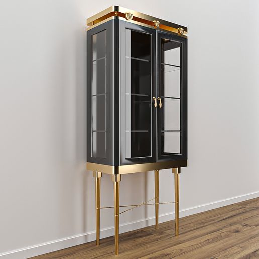 showcase cabinet architecture furniture design house gold black 3D print model - Mito3D