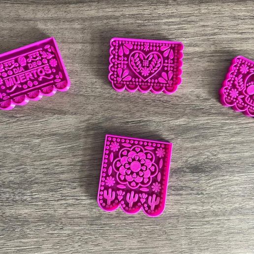 déchiqueté papier 3 Halloween journée morte biscuit coupeurs timbres 3D print model - Mito3D