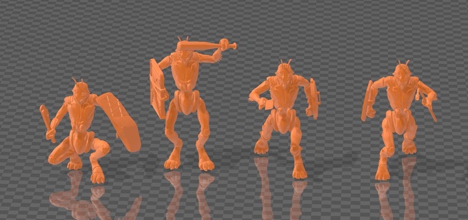 camarón extraterrestre pelea confusa basura tropas juego miniatura mesa guerra distrito 9 ciencia ficción 3d print model - Mito3D