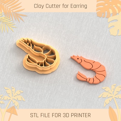 shrimp summer clay cutter tools earring turtle beach shell 3d print model - Mito3D