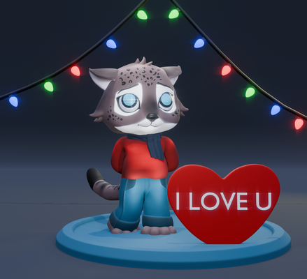 shy cat - i love forgiveness art toy figure 3d print model - Mito3D