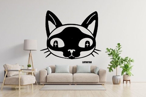 siamês gato deco casa animal 2d parede siames 3d print model - Mito3D