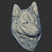 siberian husky head 3d relief art face model print 3d print model - Mito3D