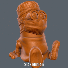 sick minion easy print no support art supportless sculpture patient mask figure despicable me covid 3d print model - Mito3D