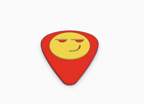 side-eye smile emoji guitar pick bass electric acoustic instrument music rock classical pickcard band group collection card 3d print model - Mito3D