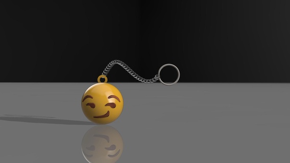 side smile emoji keychain happy wink smiling keychains3d key ring 3d print model - Mito3D