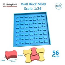 sidewalk bricks mold 1 24 building scale diorama hobby model clay blocks wall 3d print model - Mito3D