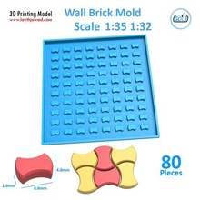 sidewalk bricks mold 1 32 35 building scale diorama hobby model clay blocks wall 3d print model - Mito3D
