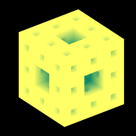 sierpinski menger esponja 2nd iteração arte Menger Monge Sierpinski Koch fractal cubo tapete matemática geometria algoritmo recursivo iterativo quadrado 3D print model - Mito3D