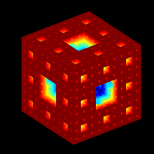 sierpinski menger esponja 3rd iteración Arte municipal macho Koch fractal cubo matemáticas geometría algoritmo recursivo cuadrado 3d print model - Mito3D