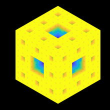 sierpinski-menger sponge 4th iteration art menger monge sierpinski fractal cube koch math geometry algorithm square 3d print model - Mito3D