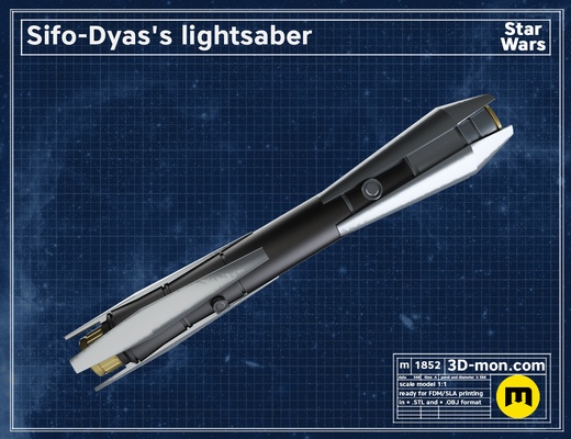 sifo dyas's lightsaber blaster combat cosplay costume empire force jedi mechanism movie prop rebels scifi series star wars sword dyas 3d print model - Mito3D