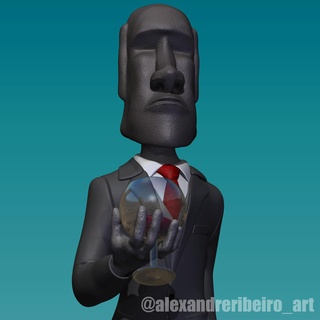 sigma moai Art meme pascoa gentleman 3d print model - Mito3D
