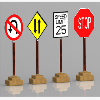 placa borda estrada sinais tráfego Projeto imagens Pare jogos 3d print model - Mito3D