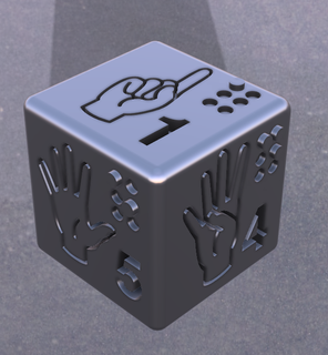 sign language braille didactic dice given learning game table fun toy hands gift disability 3d print model - Mito3D