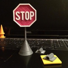sign post bracket art signs logos toy stop road desktop display 3d print model - Mito3D