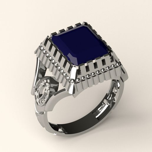 signet ring 86 jewelry diamond jewellery silver gold 3dprint fashion printable gem 3D print model - Mito3D