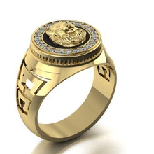 anello testa di leone due opzioni gioielli maschio sigillo vintage stampabile orientale uomini oro gioiello anelli 3ds stl 3d print model - Mito3D