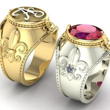 el anillo de sellar del lirio real símbolo la joyería macho sello vintage imprimible royal lily heráldica los hombres exclusivo escudo oro joya anillos 3ds stl 3d print model - Mito3D