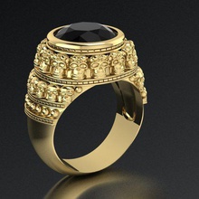 anello con castone i crani gioielli maschio sigillo vintage stampabile palella testa uomini esclusivo oro gioiello anelli 3dm 3ds stl 3d print model - Mito3D