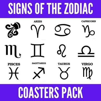 signs of zodiac - coasters pack home coaster gift souvenir aquarium aries cancer capricorn gemini leo libra pisces sagittarius scorpio taurus virgo horoscope horoscopo signos 3d print model - Mito3D