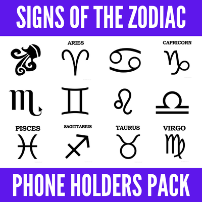 signs of zodiac - phone holders pack gadget horoscope horoscopo holder stand aquarius aries cancer capricorn gemini leo libra pisces sagittarius scorpio taurus virgo 3d print model - Mito3D