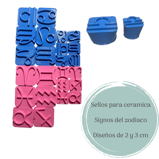 sinais zodíaco cerâmica carimbo foca Escorpião Gêmeos Leo libra Peixes Sagitário Touro Virgem 3d print model - Mito3D