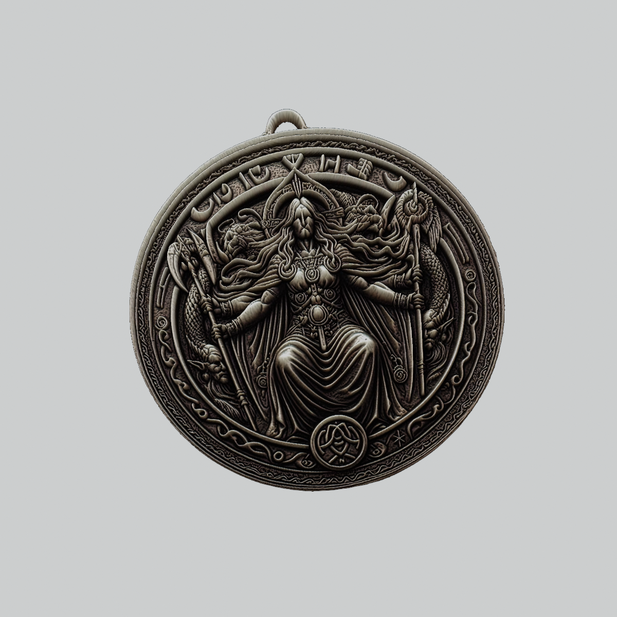 sigyn mythology god medallion art norse locket thor odin pendant 3D print model - Mito3D