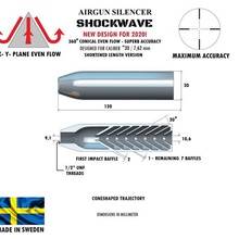 silenziatore shockwave calibro 30 a 120 mm gadget la pistola il fucile airpistol airrifle ad aria compressa moderatore soppressore 3d print model - Mito3D