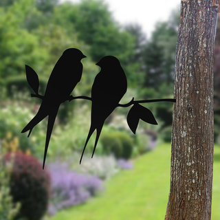 silhouette birds branch - garden decoration sihoulette bird 3d print model - Mito3D