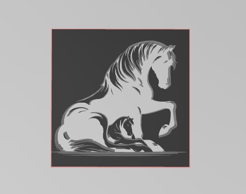 silhouette of pferd kunst tier 3d print model - Mito3D