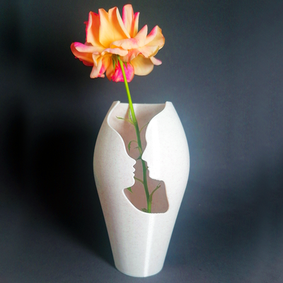 silueta florero hogar casa mujer hombre pareja boda compromiso amor decoración cara caras regalo flores plantas 3d print model - Mito3D