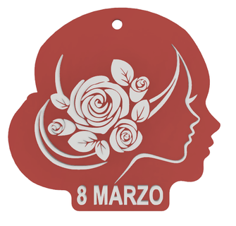 silhouette femme visage porte clés chaîne Mars 8 femmes journée 39 dit attente 3d print model - Mito3D