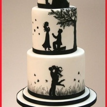 siluetleri düğün pastası - sanat siluet kek evlilik dekorasyon 3d print model - Mito3D