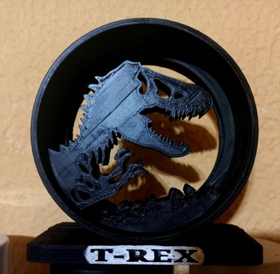 silueta t rex gioco dinosaurio trex tiranosaurio parque giurassico paleontologia adorno illuminazione sombra 3d print model - Mito3D