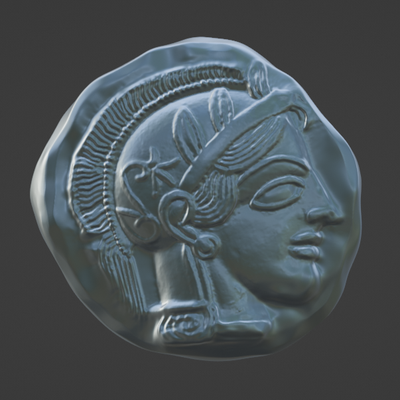 plata atenea tetradracma moneda dracma romano griego escanear 3d print model - Mito3D
