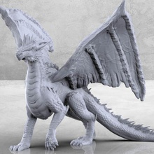 drago d'argento - tavolo in miniatura gioco bestia grande dnd dungeons dragons fantasia di enorme mini monster rpg argento da giocattolo 3d print model - Mito3D