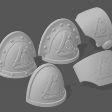 silver guard pads 40k heresy shoulder pad space marines 3d print model - Mito3D